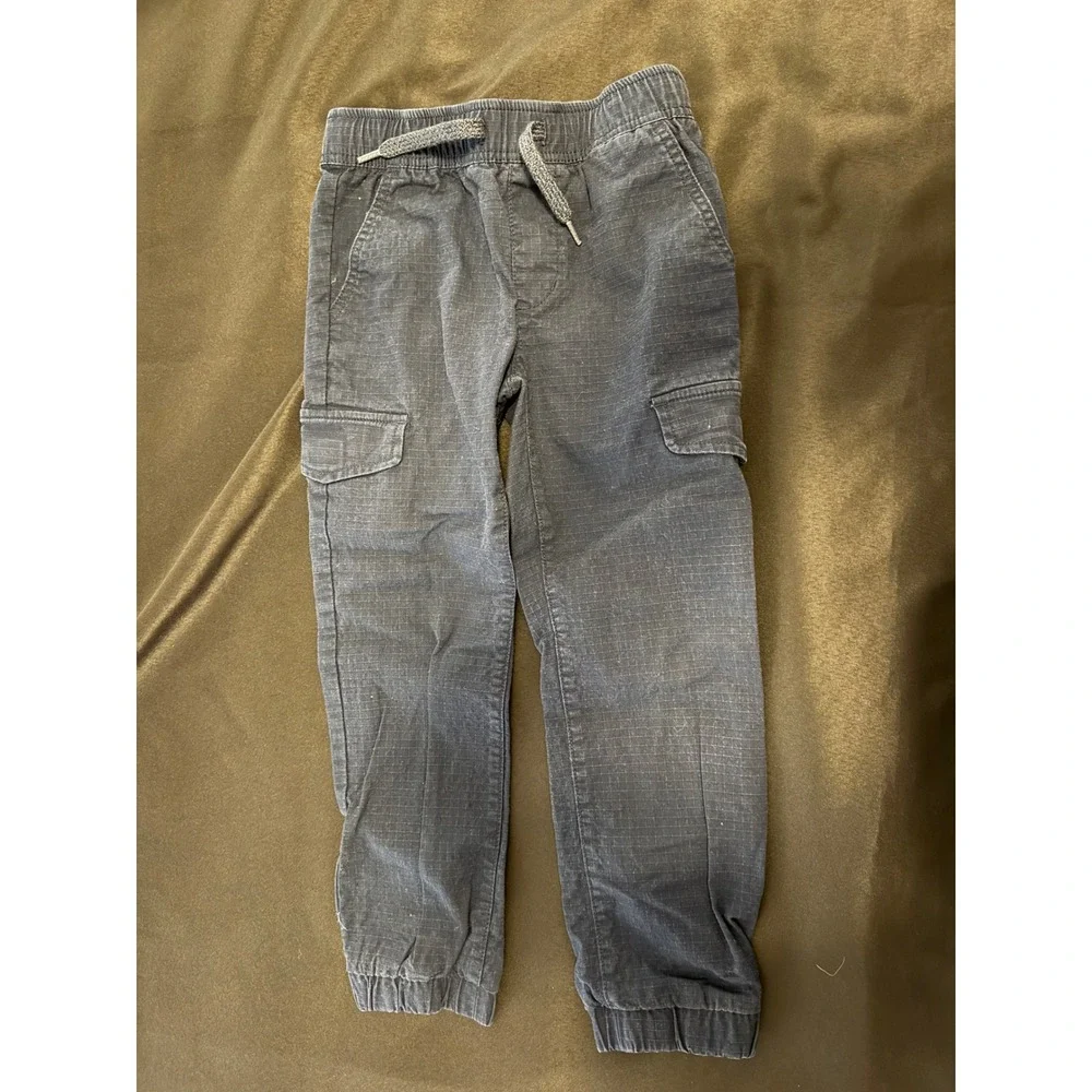 Old Navy Boys Navy Blue Ripstop Cargo Jogger Pants Size S 6-7 Drawstring Elastic